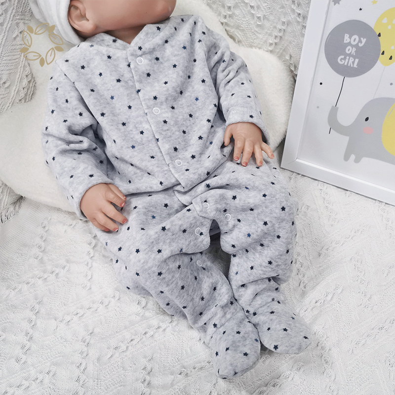 Sustainable baby velour romper organic bamboo newborn sleepers eco friendly infant velour sleepsuit
