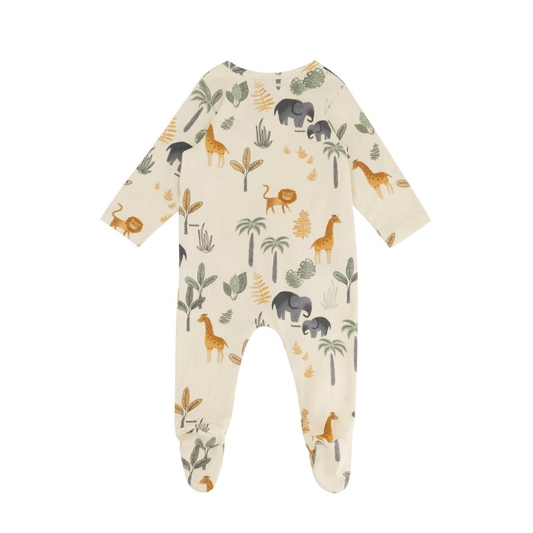 Infant clothes eco-friendly baby rompers custom print baby romper organic cotton baby sleepsuit two way zip sleepsuit