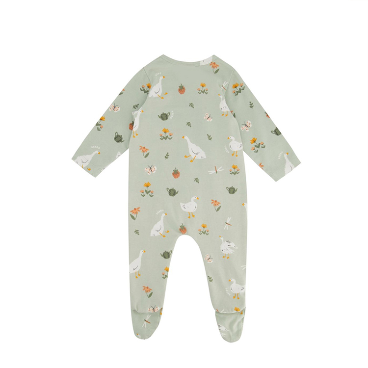 Infant clothes eco-friendly baby rompers custom print baby romper organic cotton baby sleepsuit two way zip sleepsuit