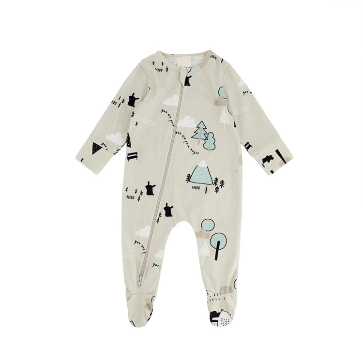Organic cotton newborn zip romper Long Sleeve baby footie toddler girl clothes baby romper eco-friendly newborn sleepsuit