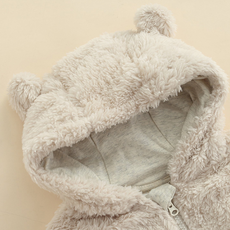 baby Fleece Romper organic cotton zipper footie Infant clothes baby long sleeve winter romper Hooded Footie Romper with Zipper
