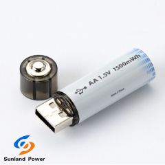 Rechargeable 1.5V AA Lithium Ion Battery With USB And Type C Connector