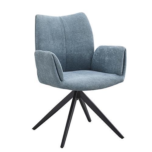 Blue Linen Swivel Chair