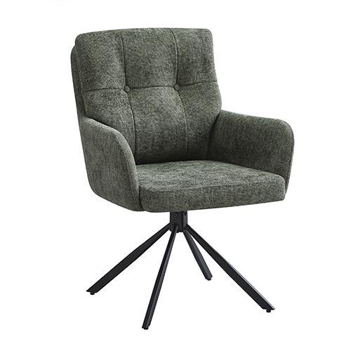 Green Swivle Chair with Button Decor