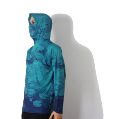 Custom made UPF 50+ UV protection outdoor fishing hoodies with face masks