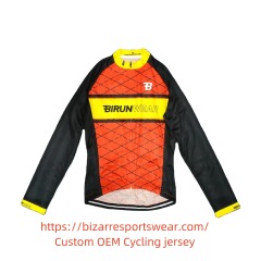 Wholesale Cycling Jerseys Custom Top Quality Logo Printing Sublimation OEM Mens Bike Team jersey Long Sleeve T-shirt in Bizarre Sportswear.