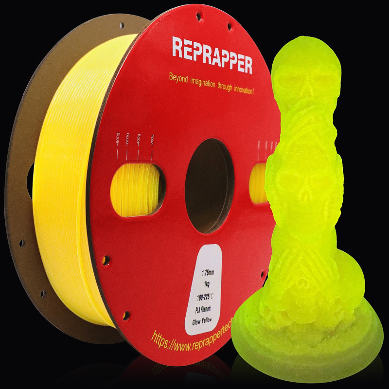 RepRapper Glow in The Dark PLA 3D Printer Filament 1.75mm (+- 0.03mm) 2.2lb (1kg)