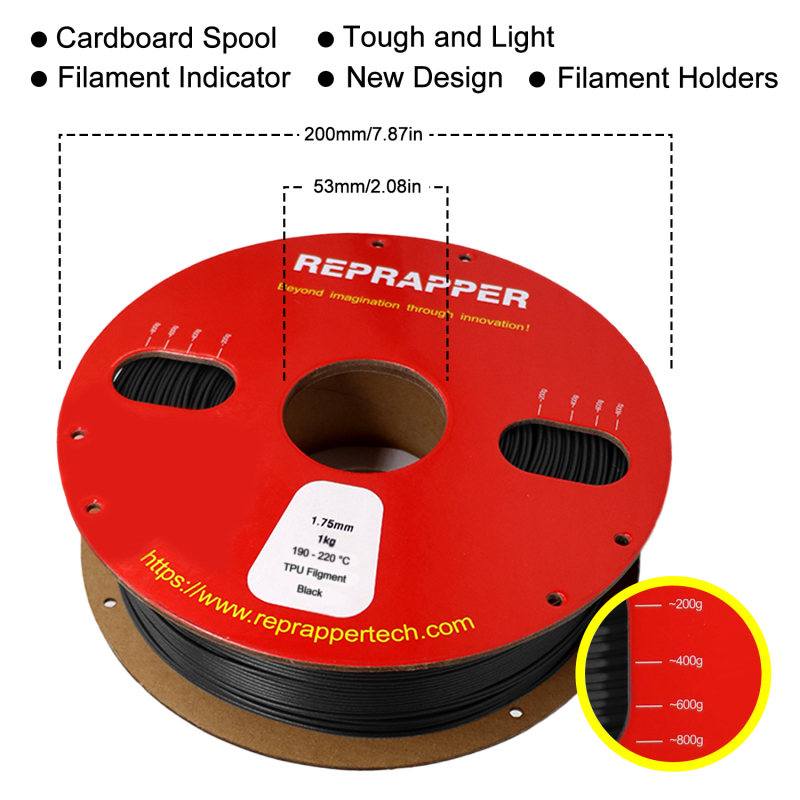 Reprapper Electrically Conductive Filament 1.75mm (± 0.03mm) 1kg (2.2lb)
