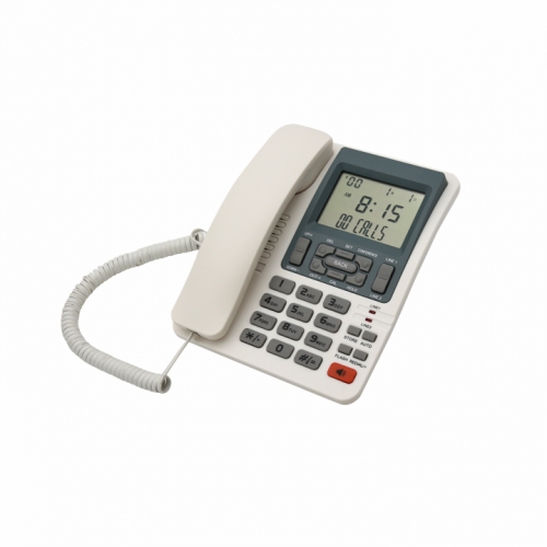 Telefone com fio integrado de 2 linhas mais vendido com display super LCD e telefone comercial de duas linhas para conferência de três partes (PA001)