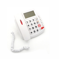Стационарный телефон с большой кнопкой, памятью быстрого набора с картинками и проводной телефон для пожилых людей с усиленным громкостью трубки 40 дБ (PA008)