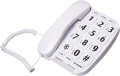 Teléfono de botón grande de Amazon para personas mayores y teléfono fijo fijo con timbre LED visual y música en espera (PA014)