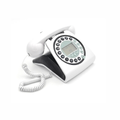 Téléphone vintage classique avec écran LCD et téléphone fixe avec identification de l'appelant rétro avec fonction mains libres (PA010)