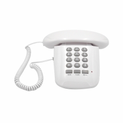 Schnurgebundenes Retro-Telefon mit Einzelleitung und einfachen Wähltastennummern und altmodisches schnurgebundenes Telefon mit Wahlwiederholungsfunktion (PA011)