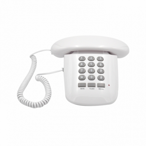 Schnurgebundenes Retro-Telefon mit Einzelleitung und einfachen Wähltastennummern und altmodisches schnurgebundenes Telefon mit Wahlwiederholungsfunktion (PA011)