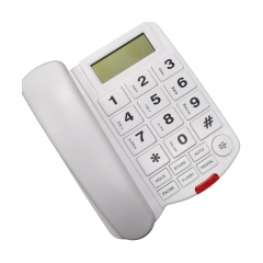 Telefone de identificação de chamadas com fio de botão grande com teclas de discagem de memória simples de um toque para idosos e viva-voz bidirecional (PA029)
