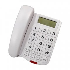 Telefone de identificação de chamadas com fio de botão grande com teclas de discagem de memória simples de um toque para idosos e viva-voz bidirecional (PA029)
