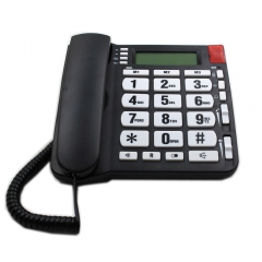 Teléfono de identificación de llamadas con botón grande analógico de escritorio de China con 4 grupos de teclas de memoria de un solo toque y altavoz con timbre alto Fabricante (PA032)