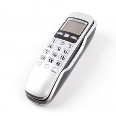 Teléfono de línea delgada con cable y botón de cristal con identificador de llamadas y protección contra rayos con cancelación de ruido sin necesidad de batería (PA074)