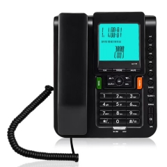Telefone fixo compatível com PABX clássico com tela LCD grande e telefone de identificação de chamadas com fio de mesa com chamada mãos-livres (PA097)
