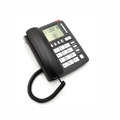 Teléfono de escritorio con cable de China, teléfono de identificación de llamadas LCD de gran tamaño con retroiluminación azul y fábrica de altavoz bidireccional (PA096)