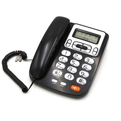 Telefone de mesa com botão de cristal com visor LCD e suporte de volume ajustável, música em espera e função de calculadora (PA5005)