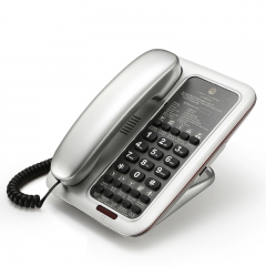Téléphone filaire fixe de chambre d'hôtel OEM de vente d'usine avec façade personnalisable et haut-parleur mains libres clair (PA044)