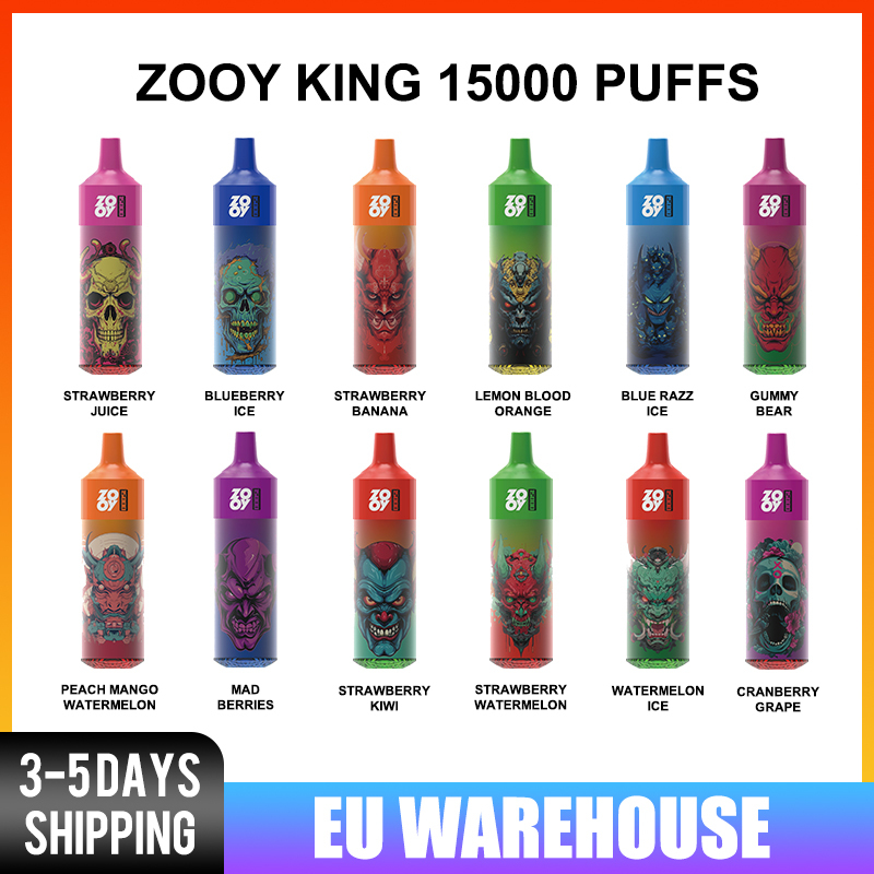 European Union Free Shipping Zooy king 15000 Puffs Disposable Vape Rechageable E-cigarette Mixed Flavors Randm Tornado 9000