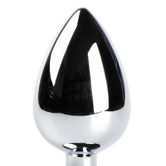 Small Size Metallic Anal Plug with Grey and White Color Tail