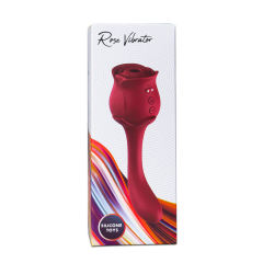 10 Speeds Red Color Silicone Clitoral Sucking Rose with G-Spot Vibrator