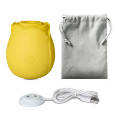 7-Function Yellow Color Silicone Clitoral Sucking Rose Vibrator