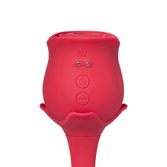 10 Speeds Red Color Silicone Clitoral Sucking Rose with G-Spot Vibrator