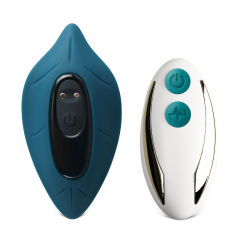 9-Speed Leaf-Shaped Vibrating Egg with Remote Control - Dark Green, Medical Grade Silicone & ABS, Waterproof, USB Rechargeable