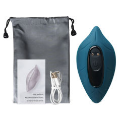 9-Speed Leaf-Shaped Vibrating Egg with Remote Control - Dark Green, Medical Grade Silicone & ABS, Waterproof, USB Rechargeable
