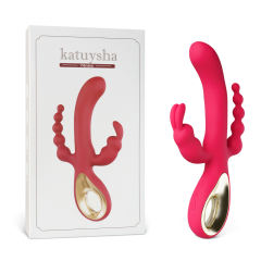 Red 10-Speed Waterproof Vibrating Silicone Vibrator - Rechargeable