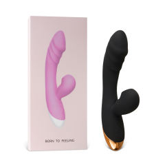 7.68'' Black 12-Speed Rechargeable Vibrating & Tongue-Licking Silicone Vibrator