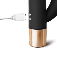7-Speed Black & Gold Medical-Grade Silicone Rechargeable Rabbit Vibrator