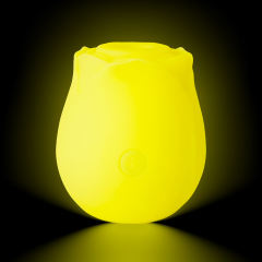 Glow-in-the-Dark 10-Function Yellow Silicone Rechargeable Clitoral Sucking Rose Sex Toy