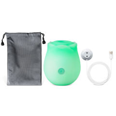 Glow-in-the-Dark 10-Function Green Silicone Rechargeable Clitoral Sucking Rose Sex Toy