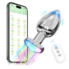 Customizable 10-Speed Metal Vibrating Anal Plug with APP Control and Light-up Magic Colors