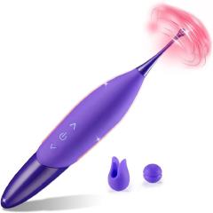 7-Speed Purple Rechargeable Silicone Clitoral Vibrator with 2 Silicone Heads