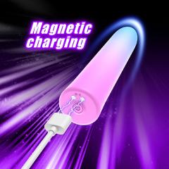 10-Speed Blue & Pink Rechargeable Silicone Vibrator with USB Magnetic Charging