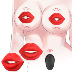 Red 9-Speed Rechargeable Silicone Vibrating Nipple Clamps with Remote Control