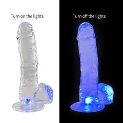 18.5 CM Clear Light-Up TPE Dildo (No Vibration)