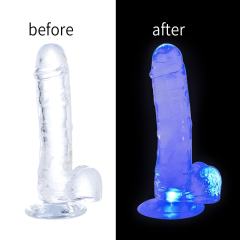 18.5 CM Clear Light-Up TPE Dildo (No Vibration)