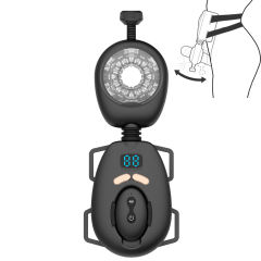 9-Speed Black Rechargeable Remote Controlled Wearable Male Masturbator with Vibrating & Stroking Functions