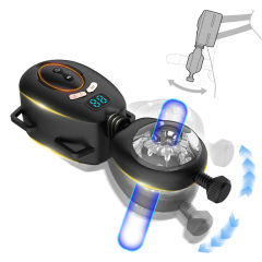 9-Speed Black Rechargeable Remote Controlled Wearable Male Masturbator with Vibrating & Stroking Functions