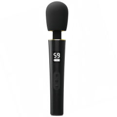 9-Speed Black Rechargeable Silicone Cordless High-Power Wand Massager for Clitoral Stimulation with LED Display