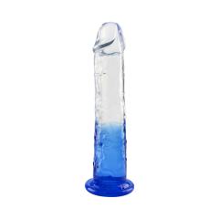 7.68'' Transparent & Blue Body-Safe TPE Dildo with Strong Suction Cup
