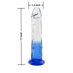 7.68'' Transparent & Blue Body-Safe TPE Dildo with Strong Suction Cup