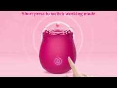 10-Speed Red Rechargeable Silicone Rose Clitoral Vibrator with Tapping Function